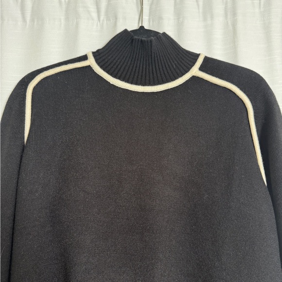 Baltic Born Harrington Sweater Black White Contrast Trim Mock Neck | NWT Size S - Picture 10 of 17